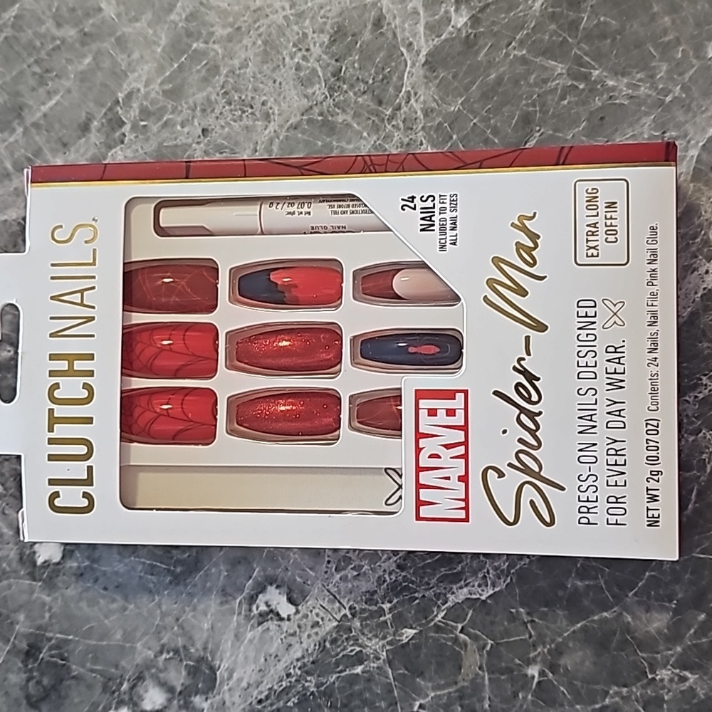 MARVEL Spider-Man Clutch Nails | Extra Long Coffin Press-On Nails NIB